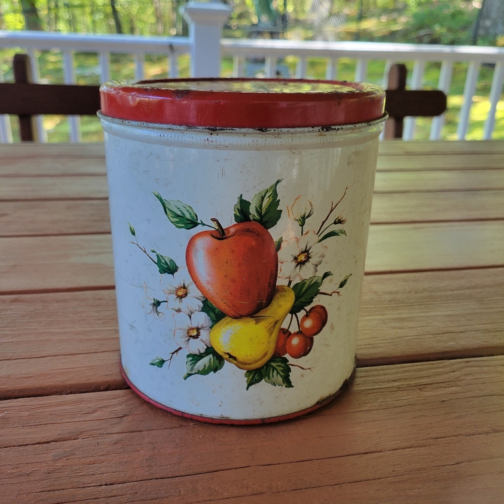Vintage 50's DECOWARE Metal Fruit Motif Canister